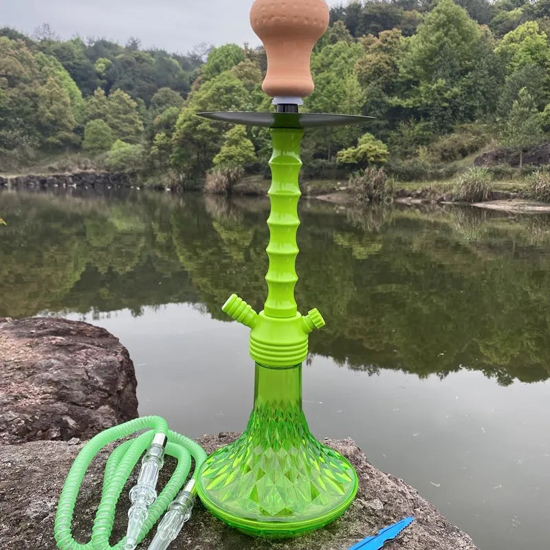 Heght:51cm Acrylic Shisha Hookah Set Single Hose Ceramics Bowl with Tray Chicha Nargile Water Pipe Accessories