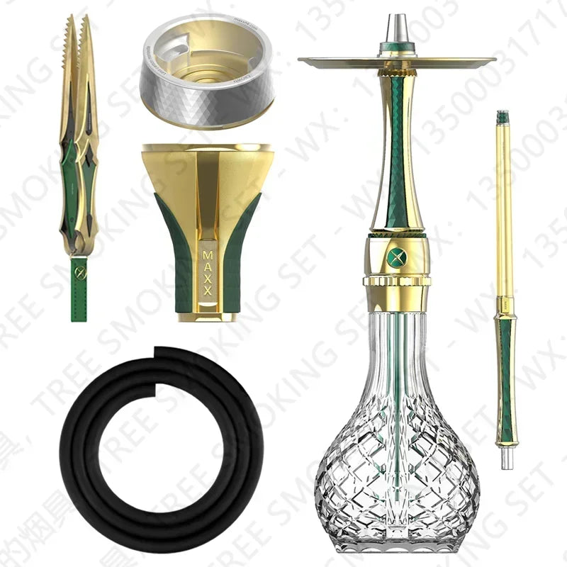 CHKJ Maxx Royal Shisha Hookah Set 304 Stainless Steel Large Hookah Smoking Set Russian Shisha With Bottle