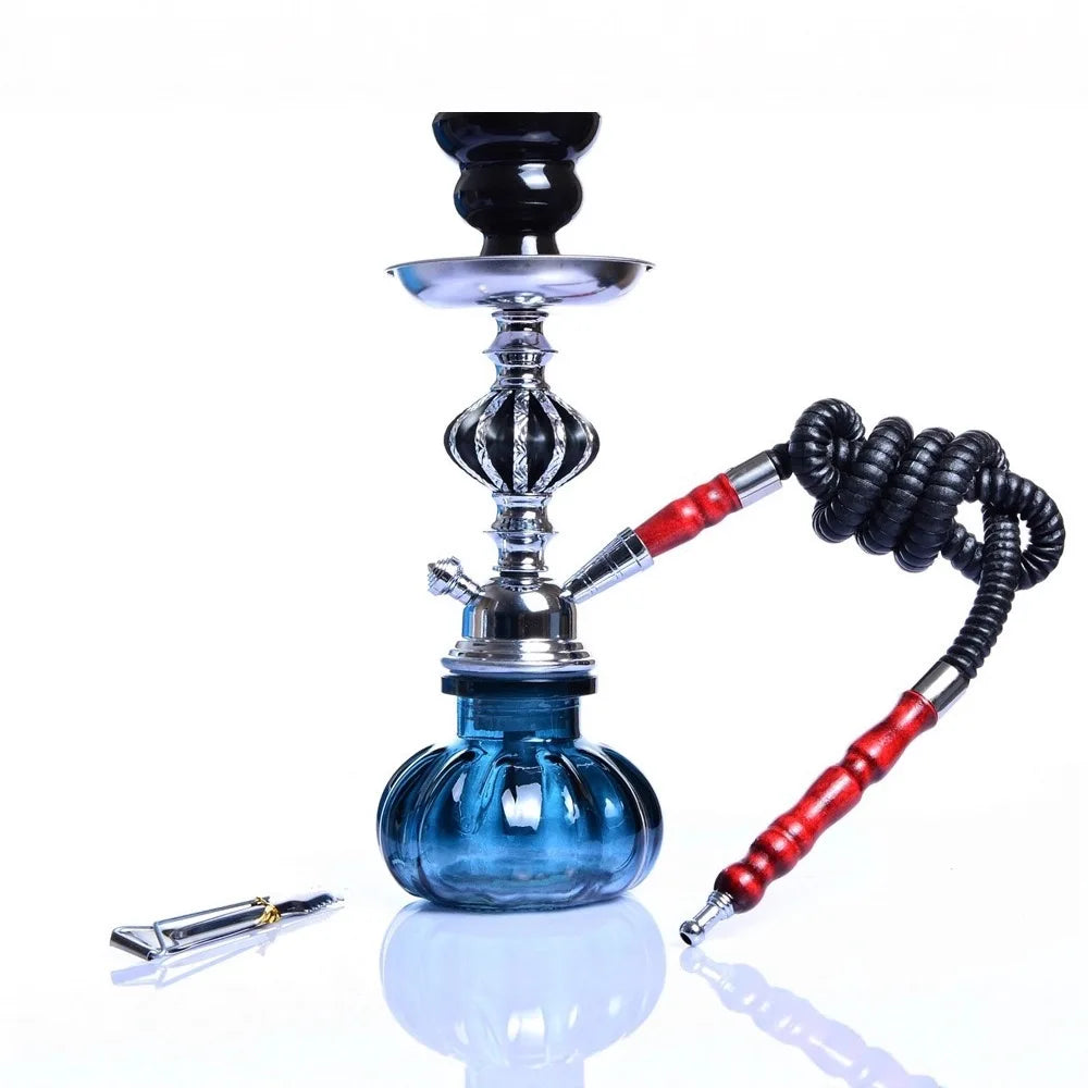 11inch Arabian Hookah Set Glass Base Ceramics Bowl Shisha Single Hose pipe Travel Kit Ceramic Bowl Accessories Birthday Gift Hom