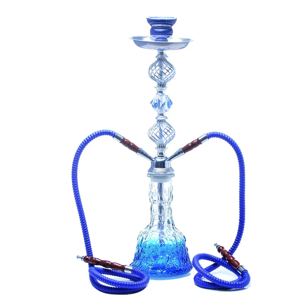 DEJAYA Hookah Shisha Pipe Narguile Chicha Pipa with Ceramic Bowl Charcoal Tongs Double Hose Crystal Crafts Glass Accessories