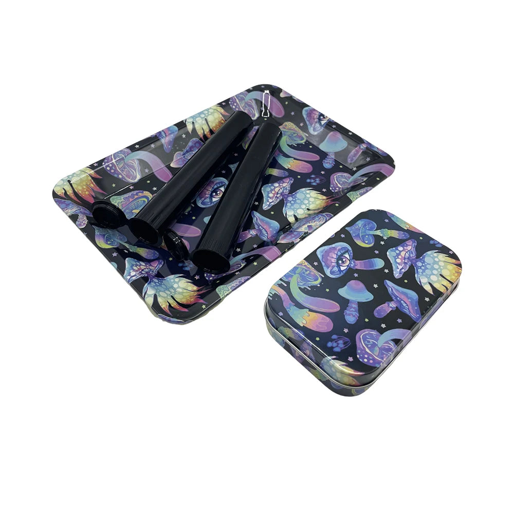 115mm Plastic Tobacco Storage Tube Box Container Set Metal Rolling Tray Grass Grinder Crusher Smoke Herbal 4 Packs Tobacco Kit