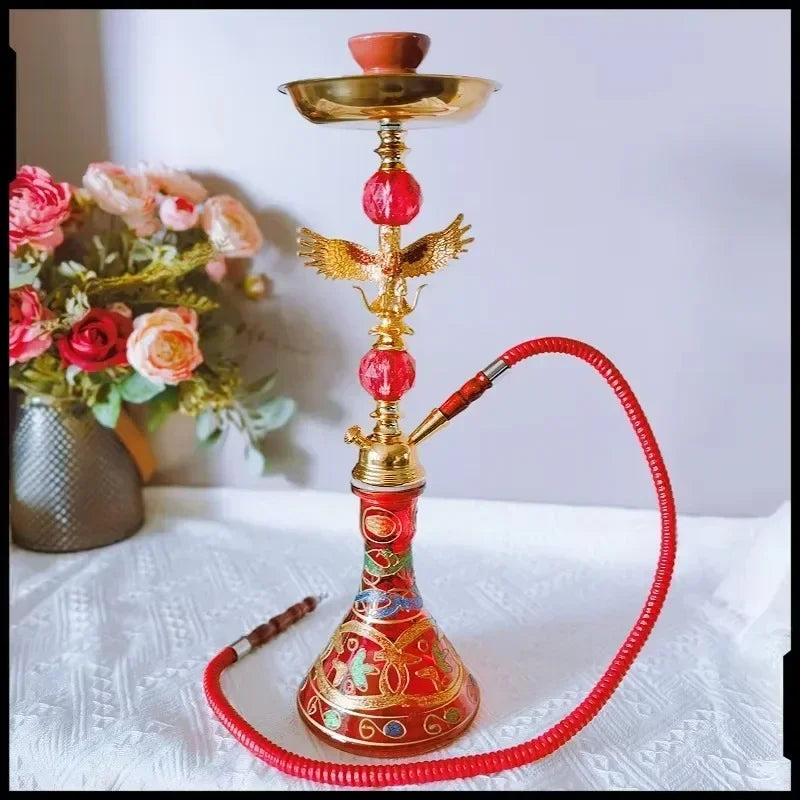 Travel Arabian Hookah Set  Small Single Glass Bottle Shisha Ceramic Bowl Pipe Accessories Filter Apparatus Glass Lab Equipment