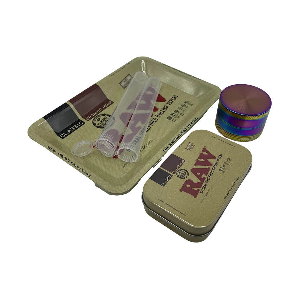 5Pcs/set 116mm Plastic Tobacco Storage Tube Box Container Metal Rolling Tray Grass Grinder Herbal Smoke Crusher Smoking Kit