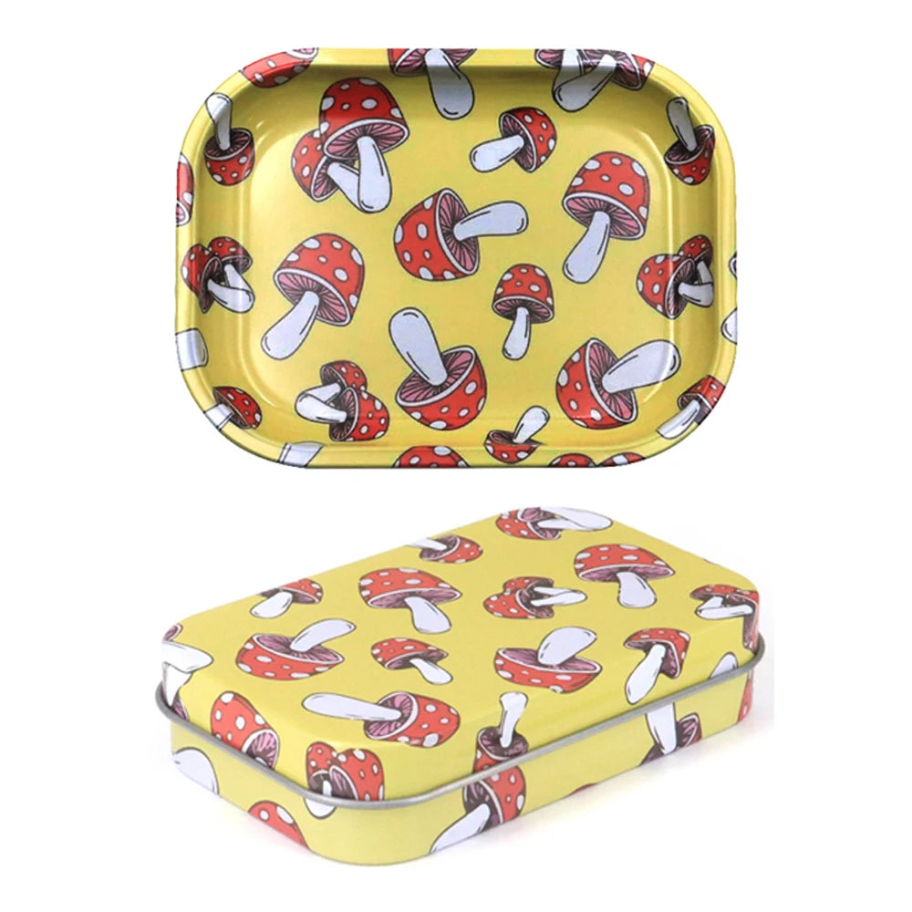 2PCS/Set Rolling Tray Tinplate Box Cigar Case with 18x14cm Tobacco Metal Rolling Tray Many Patterns Smoking Accessories