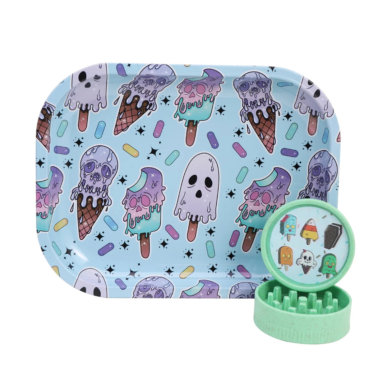 2 Pieces Cute Herb Grinder Rolling Tray Matching Set