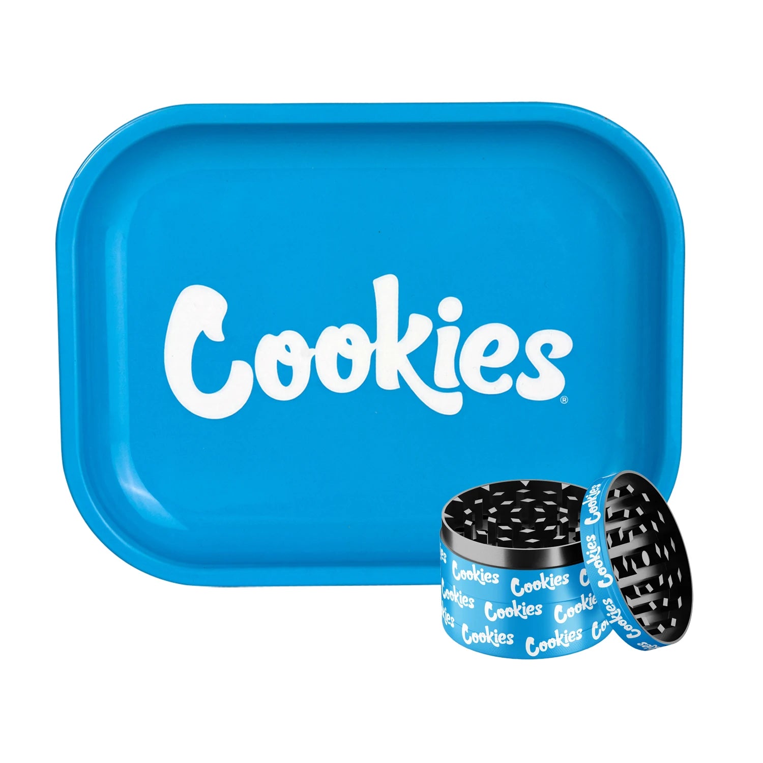 1/2 Pieces Blue Metal Rolling Tray and Herb Grinder Smoking Combo