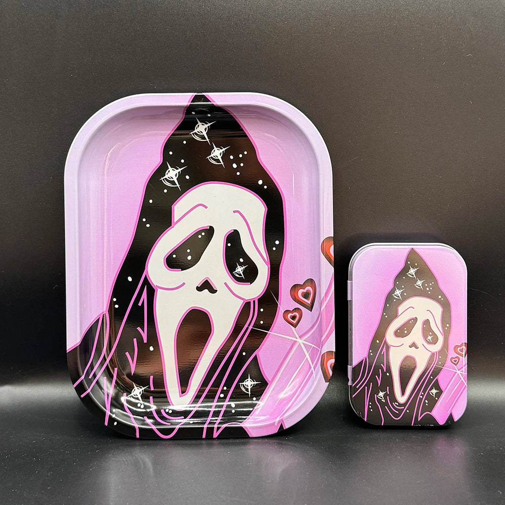 2PCS/Set Rolling Tray Tinplate Box Cigar Case with 18x14cm Tobacco Metal Rolling Tray Many Patterns Smoking Accessories