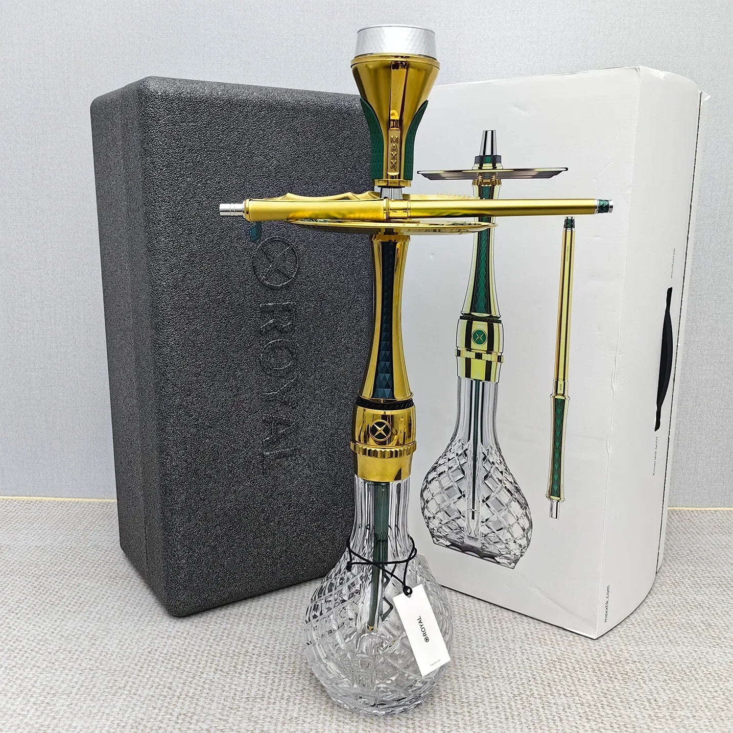 CHKJ Maxx Royal Shisha Hookah Set 304 Stainless Steel Large Hookah Smoking Set Russian Shisha With Bottle