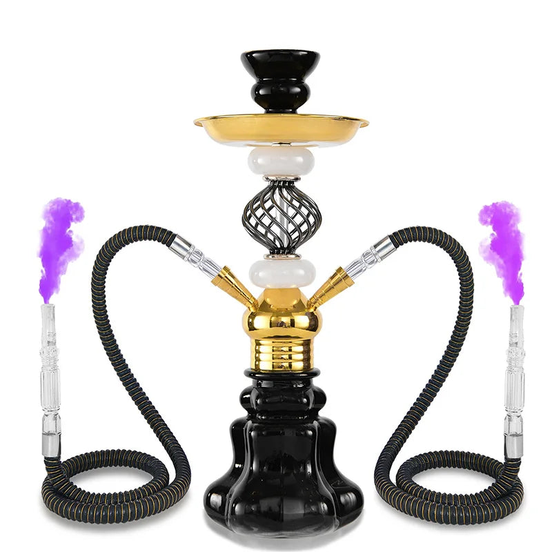 Arabian Hookah Set Glass Base Ceramics Bowl Shisha Pipe Kit Hookah Nargile Sheesha Narguile Chicha Water Pipe Hookah Shisha Set