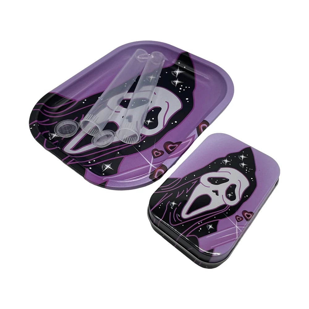 4PCS/Set 18x14cm Tobacco Metal Rolling Tray with Cigar Case Waterproof Sealed Container Tinplate Box Many Patterns Smoking Acces