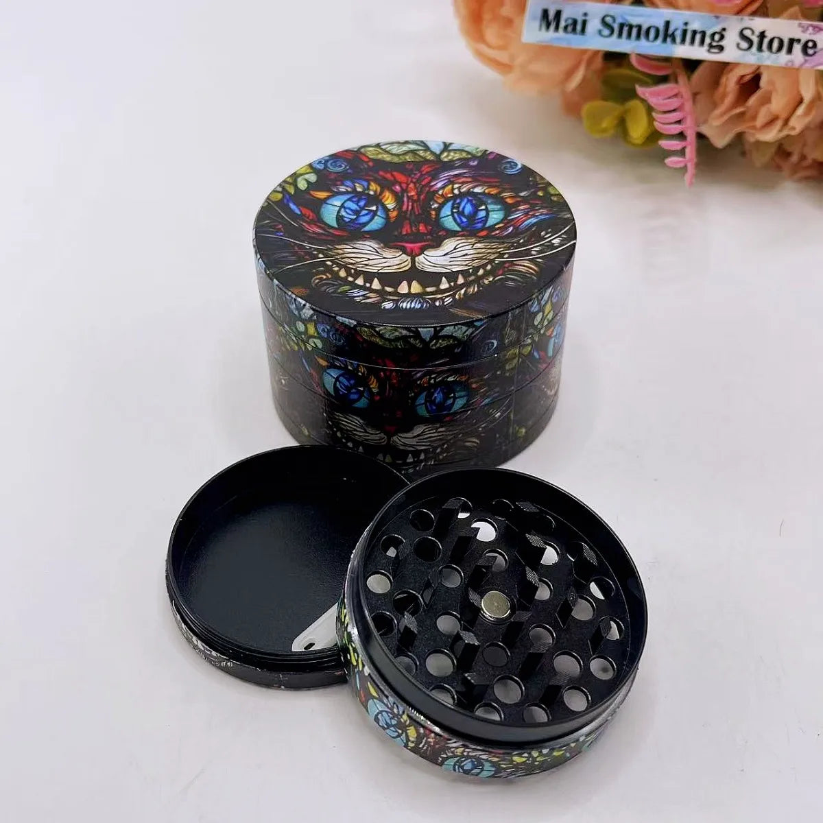 50/63mm Cat Herb Grinder 4-Layers Manual Spice Pepper Mill Salt Mortar Grass Raw Tobacco Grinder Cigarette Smoking Accessories