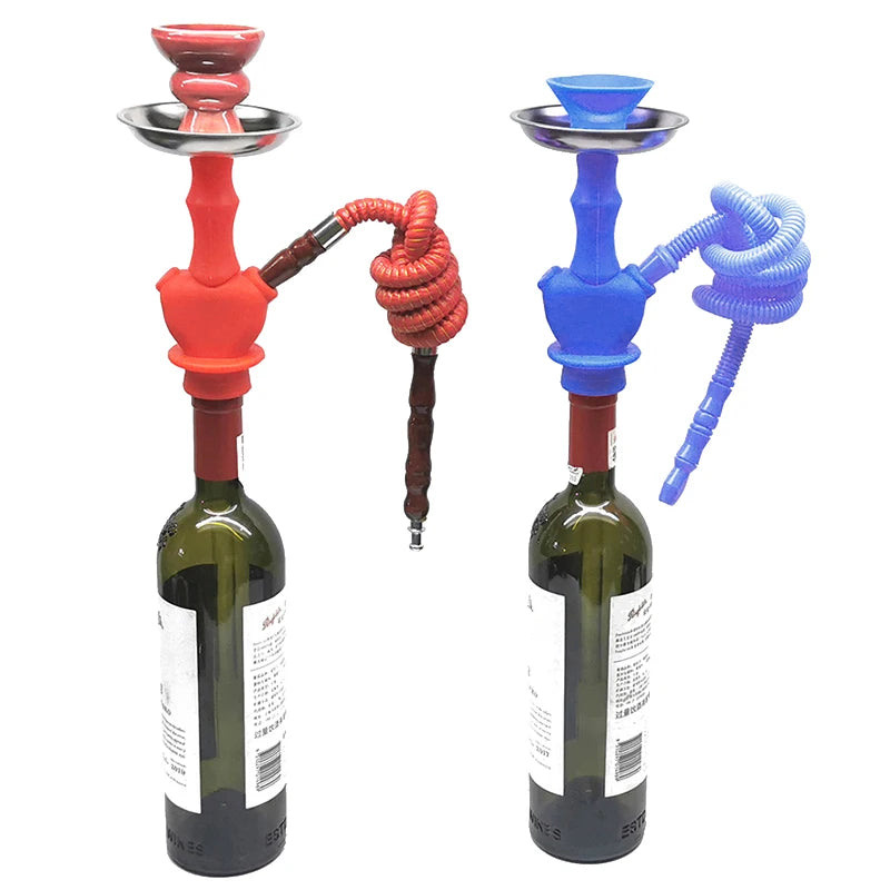 Hookah Liquor Bottle Silicone Kit Flavor Smoking Set Whiskey Glass Vodka Champagne Water Pipe Hiking Hookha Stem Travel Nargileh