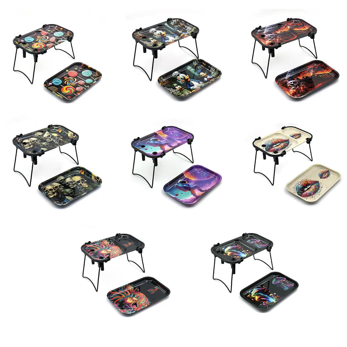 Hot Large Tinplate Cigarette Rolling Tray Set Portable Horn tube Filler Operator Table Smoking Set