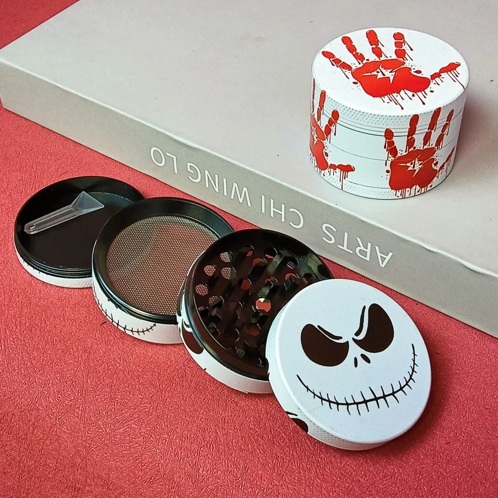 2inch Jack Skellington Herb Grinder Metal 4layer Manual Spice Pestle Mortar  Salt Tobacco Raw Grass Grinder Smoke Cigarette Tool