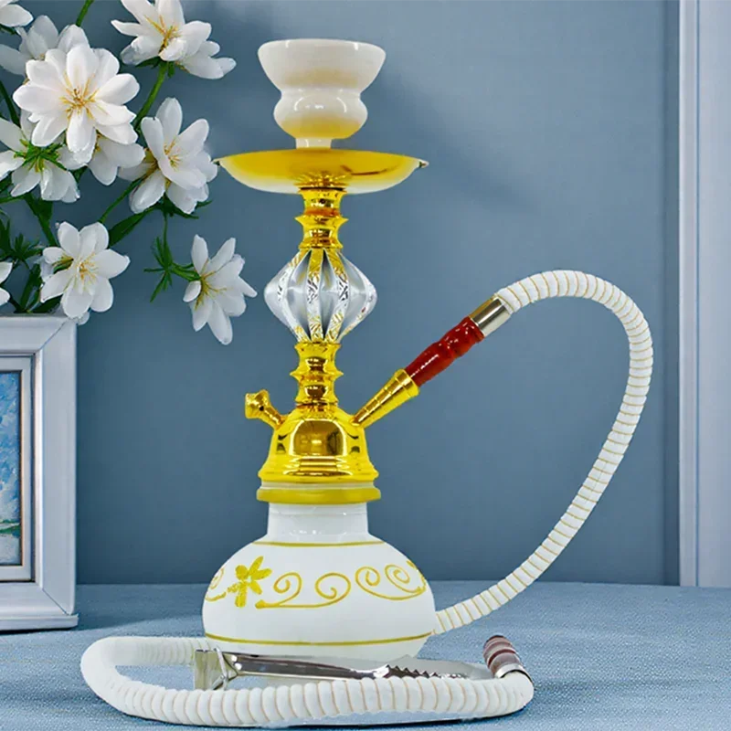 Black Blue Green Red White Yellow,10.6in\27cm Small,Single\Double Hose 1\2,Bar Shisha Full Set Luxury Smoking Pipe Hookah Set