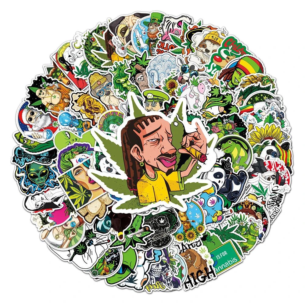 10/30/50/100pcs Leef Weed Smoking Graffiti Stickers Classic Cool Cartoon Decals Laptop Phone Guitar Bike Funny Character Sticker