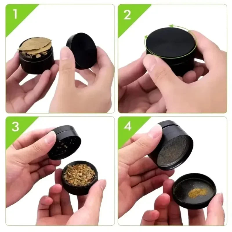 2inch Metal Herb Grinder 4-layer Manual Spice Mill Pepper Mortar Crusher Raw Grass Tobacco Grinder Smoking Cigarette Accessories
