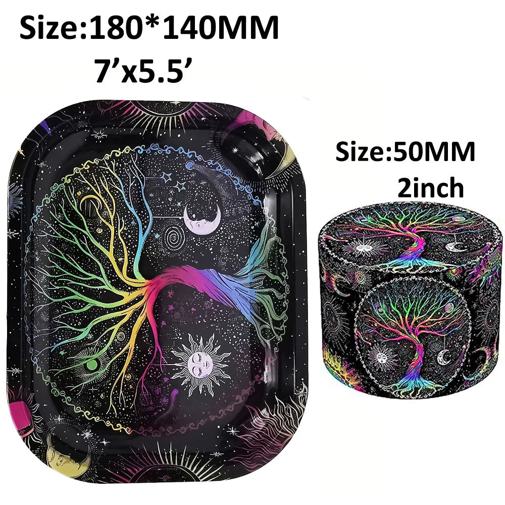 2 Pieces Mushroom Rolling Tray 180X140MM Herb Grinder Set Ghost Pink Heart Tree Smoking Accessories