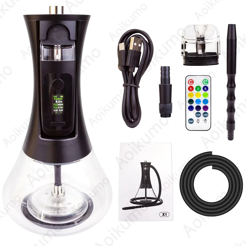EHUKA Electric Hookah Set Portable Multifunctional Shisha Stainless Acrylic Hookah High Quality Shisha with LED Display