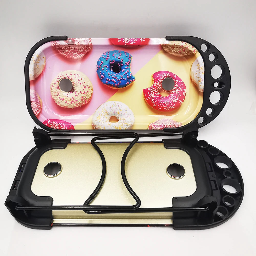9 x 4 inch Foldable Rolling Tray Set with Loader Filler Brush King Size Fold Rolling Tray Machine Stand Tools