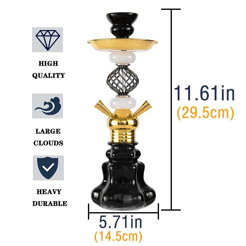 Arabian Hookah Set Glass Base Ceramics Bowl Shisha Pipe Kit Hookah Nargile Sheesha Narguile Chicha Water Pipe Hookah Shisha Set