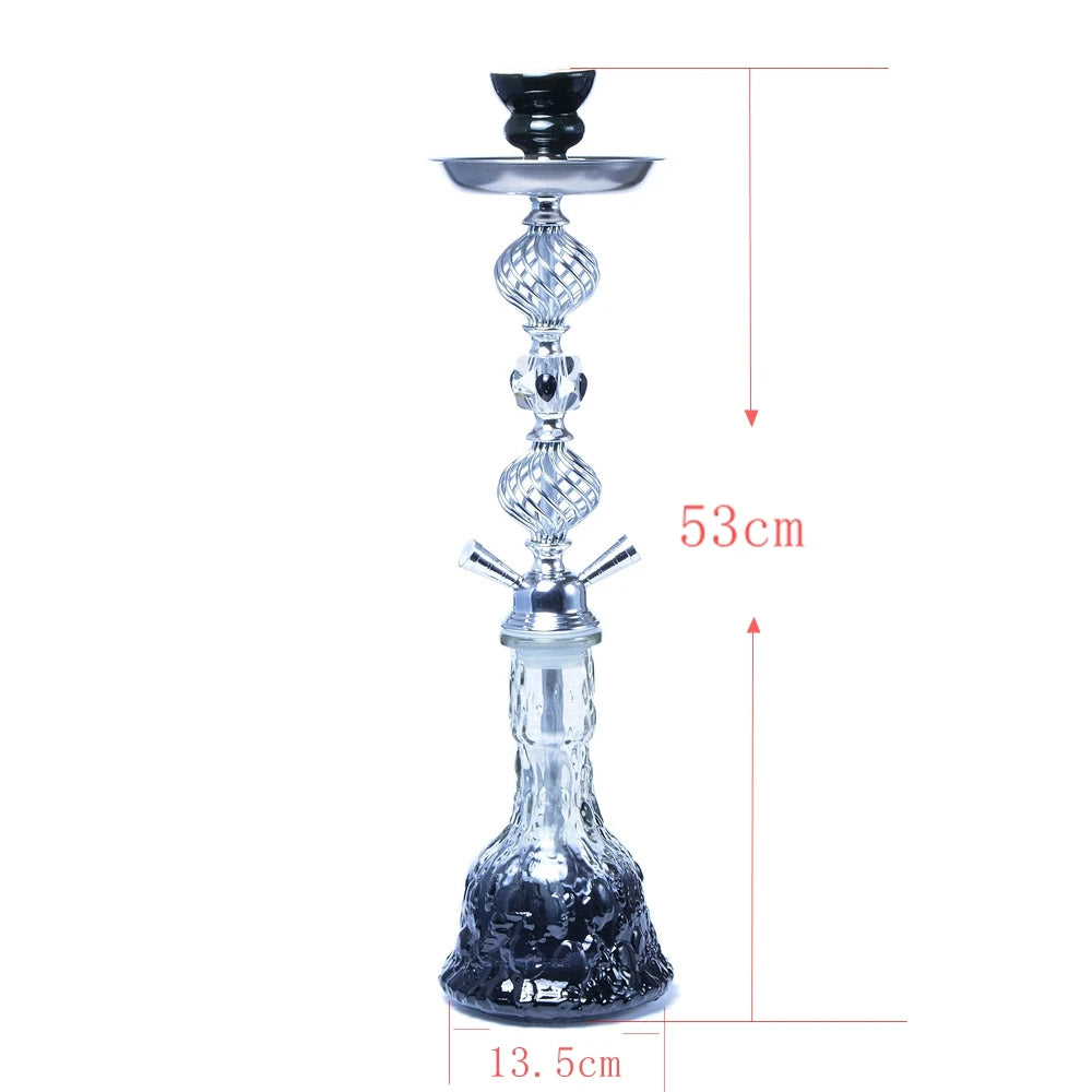 DEJAYA Hookah Shisha Pipe Narguile Chicha Pipa with Ceramic Bowl Charcoal Tongs Double Hose Crystal Crafts Glass Accessories