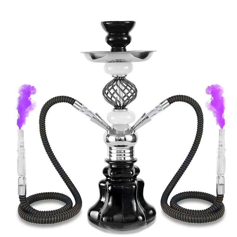 Arabian Hookah Set Glass Base Ceramics Bowl Shisha Pipe Kit Hookah Nargile Sheesha Narguile Chicha Water Pipe Hookah Shisha Set