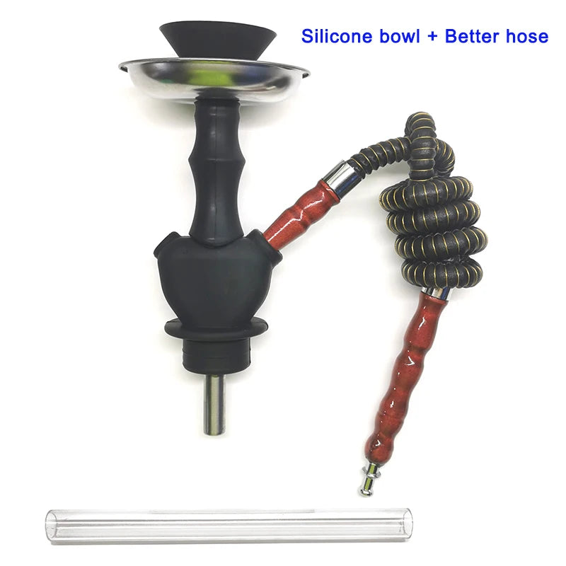 Hookah Liquor Bottle Silicone Kit Flavor Smoking Set Whiskey Glass Vodka Champagne Water Pipe Hiking Hookha Stem Travel Nargileh