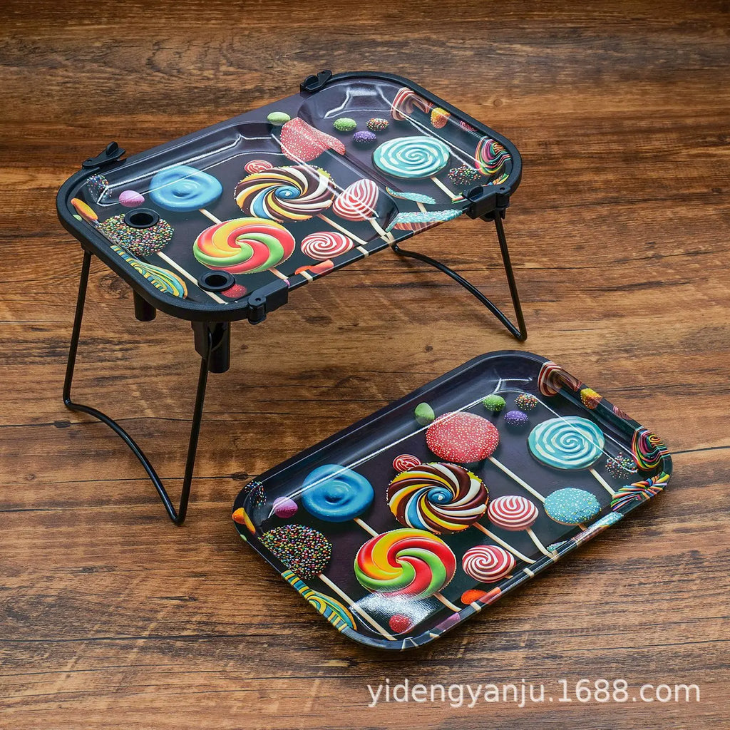 Hot Large Tinplate Cigarette Rolling Tray Set Portable Horn tube Filler Operator Table Smoking Set