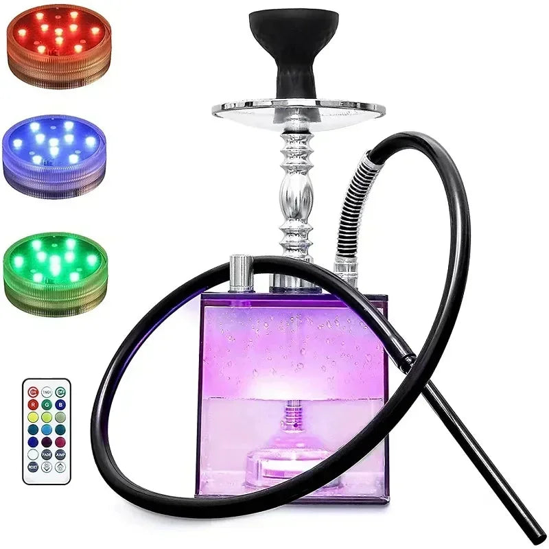 Acrylic Hookah Set Shisha Box Nargile Sheesha Narguile Chicha Cachimbas Water Pipe Shisha Box Hookah with LED for Smoking Кальян