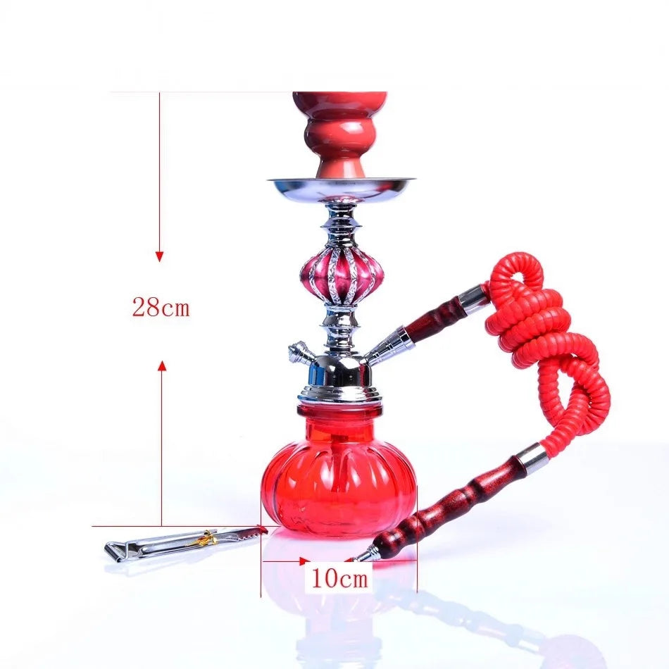 11inch Arabian Hookah Set Glass Base Ceramics Bowl Shisha Single Hose pipe Travel Kit Ceramic Bowl Accessories Birthday Gift Hom