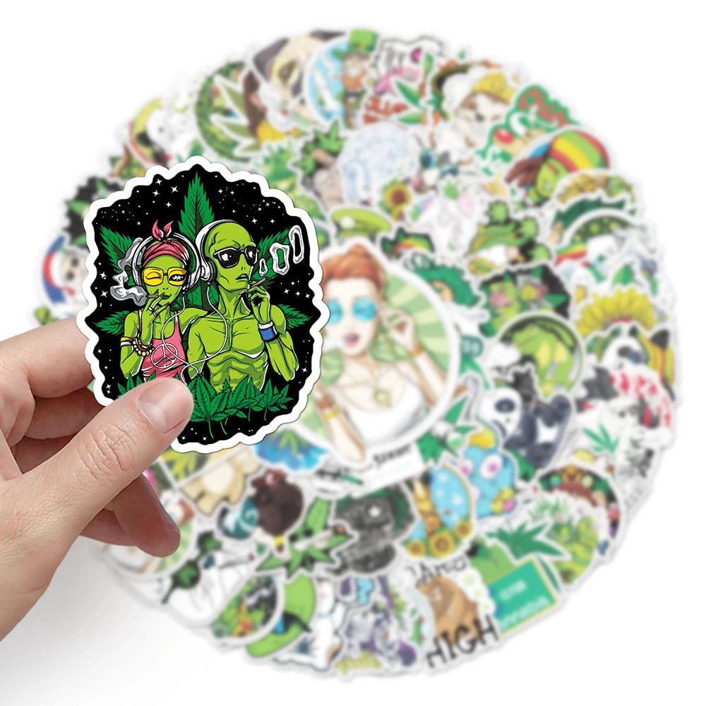 10/30/50/100pcs Leef Weed Smoking Graffiti Stickers Classic Cool Cartoon Decals Laptop Phone Guitar Bike Funny Character Sticker