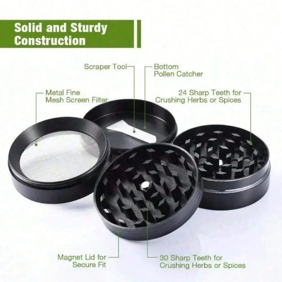 2inch Metal Herb Grinder 4-layer Manual Spice Mill Pepper Mortar Crusher Raw Grass Tobacco Grinder Smoking Cigarette Accessories