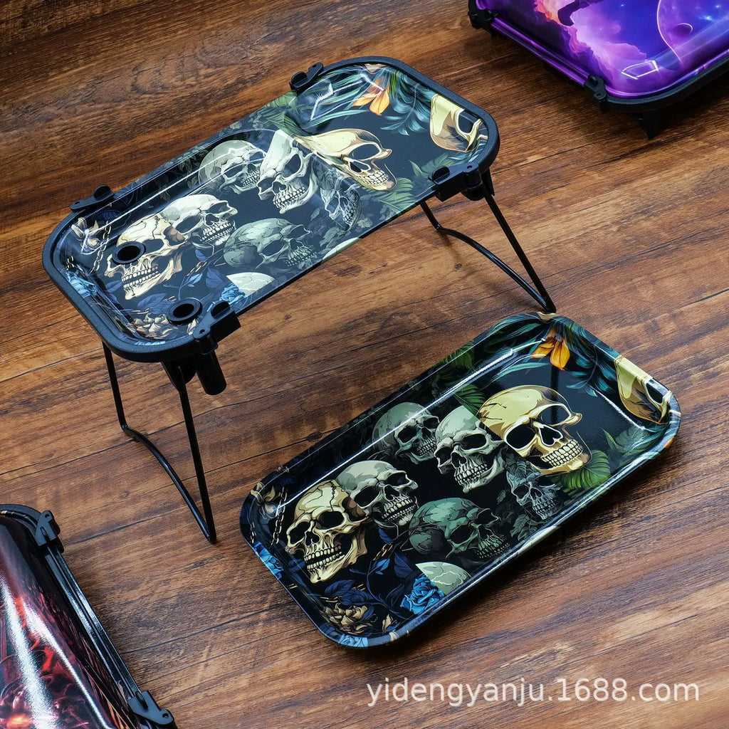 Hot Large Tinplate Cigarette Rolling Tray Set Portable Horn tube Filler Operator Table Smoking Set