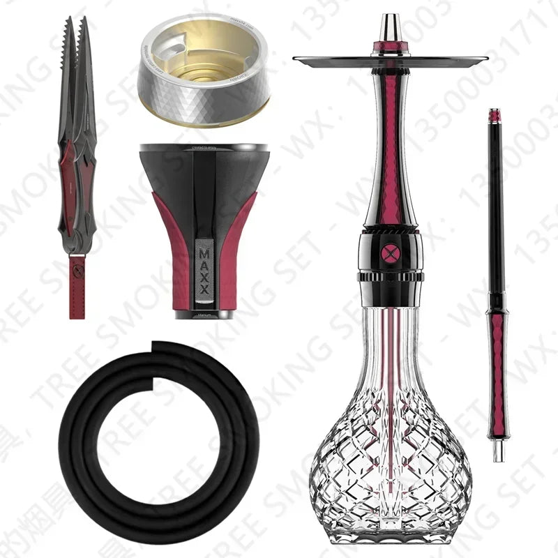 CHKJ Maxx Royal Shisha Hookah Set 304 Stainless Steel Large Hookah Smoking Set Russian Shisha With Bottle