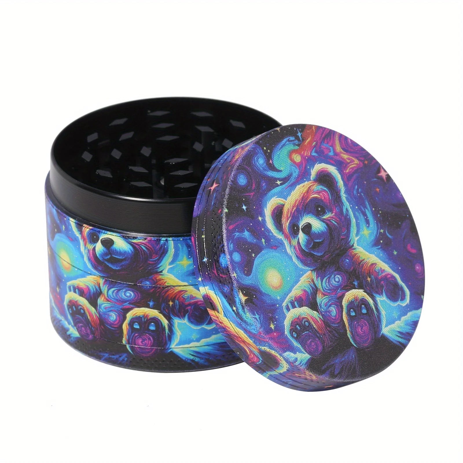 18 Pieces Galaxy Bear Themed Portable Smoking Set, Stash Box Grinder Rolling Tray Machine Smoking Combo
