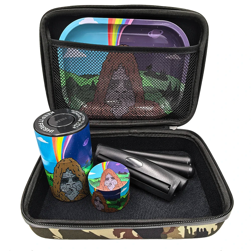 Gorilla 50MM Metal Smoke Grinder With 18X14CM Metal Rolling Tray Kit Storage Case with Roller Machine Herb Grinder Case Set