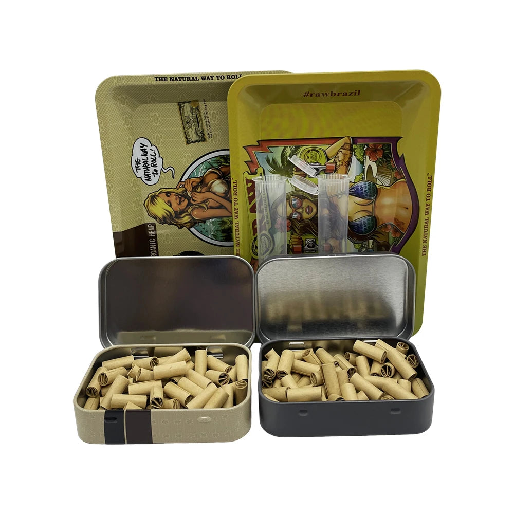 5Pcs/set 116mm Plastic Tobacco Storage Tube Box Container Metal Rolling Tray Grass Grinder Herbal Smoke Crusher Smoking Kit