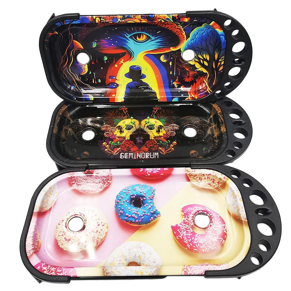 9 x 4 inch Foldable Rolling Tray Set with Loader Filler Brush King Size Fold Rolling Tray Machine Stand Tools