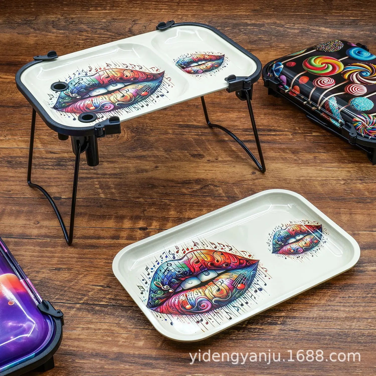 Hot Large Tinplate Cigarette Rolling Tray Set Portable Horn tube Filler Operator Table Smoking Set