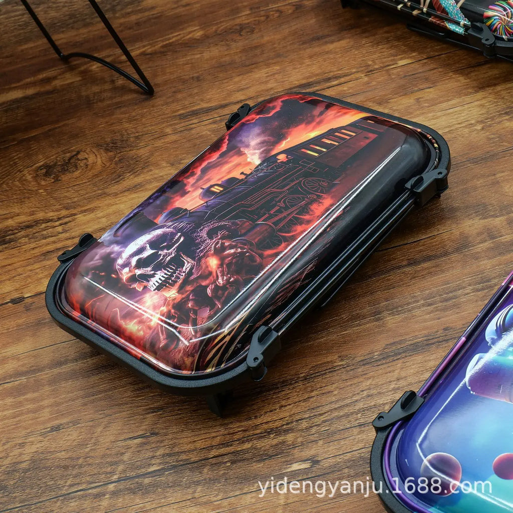 Hot Large Tinplate Cigarette Rolling Tray Set Portable Horn tube Filler Operator Table Smoking Set