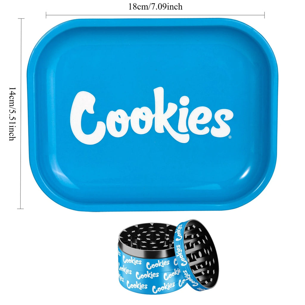 1/2 Pieces Blue Metal Rolling Tray and Herb Grinder Smoking Combo
