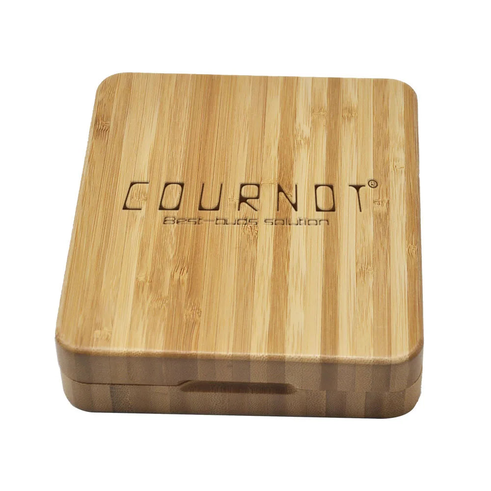 Cournot Multifuction Bamboo Rosin Storage Set With 3 Oil Jar,1 Stainless Steel Spoon,1 Baking Mat,1 Bamboo Magnet Rolling Tray