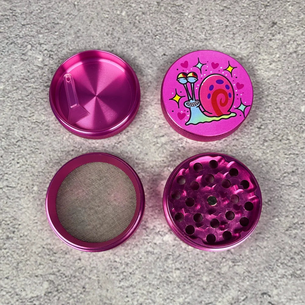 2inch Metal Snail Herb Grinder 4-Layers Mill Mortar Tobacco Pink Vanilla Bud Grinder Grass Cigar Smoking Cigarette Tool Gift