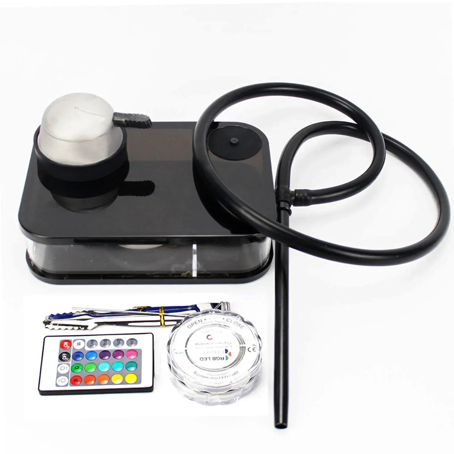 Rectangle Hookah Smoking Pipe Set Shisha Narguile Complete with Remote LED Light Shisha Bowls Charcoal Rack Smoking Accessories