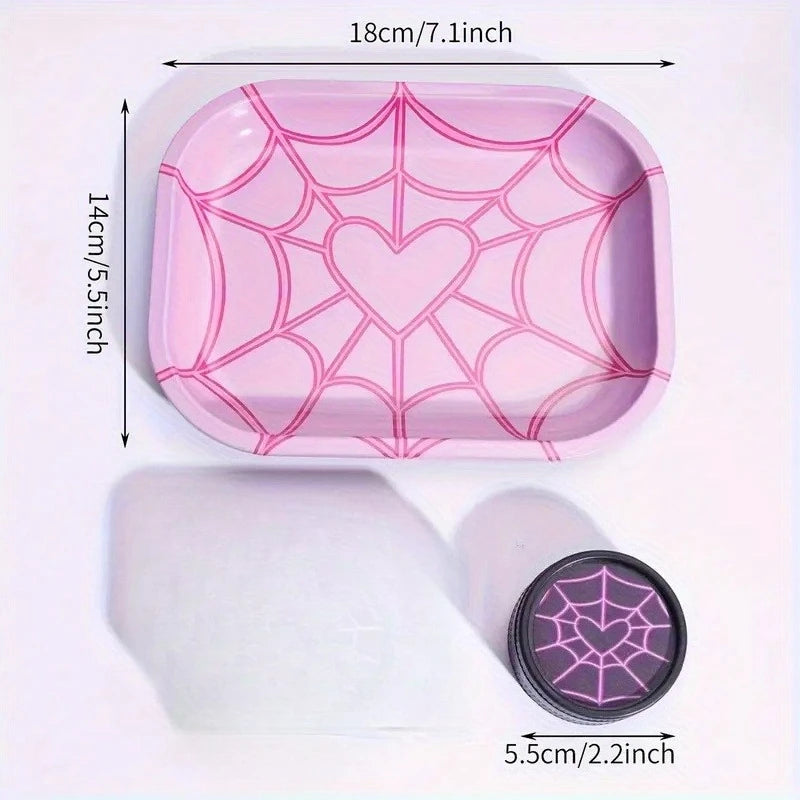 2 Pieces Cute Herb Grinder Rolling Tray Matching Set