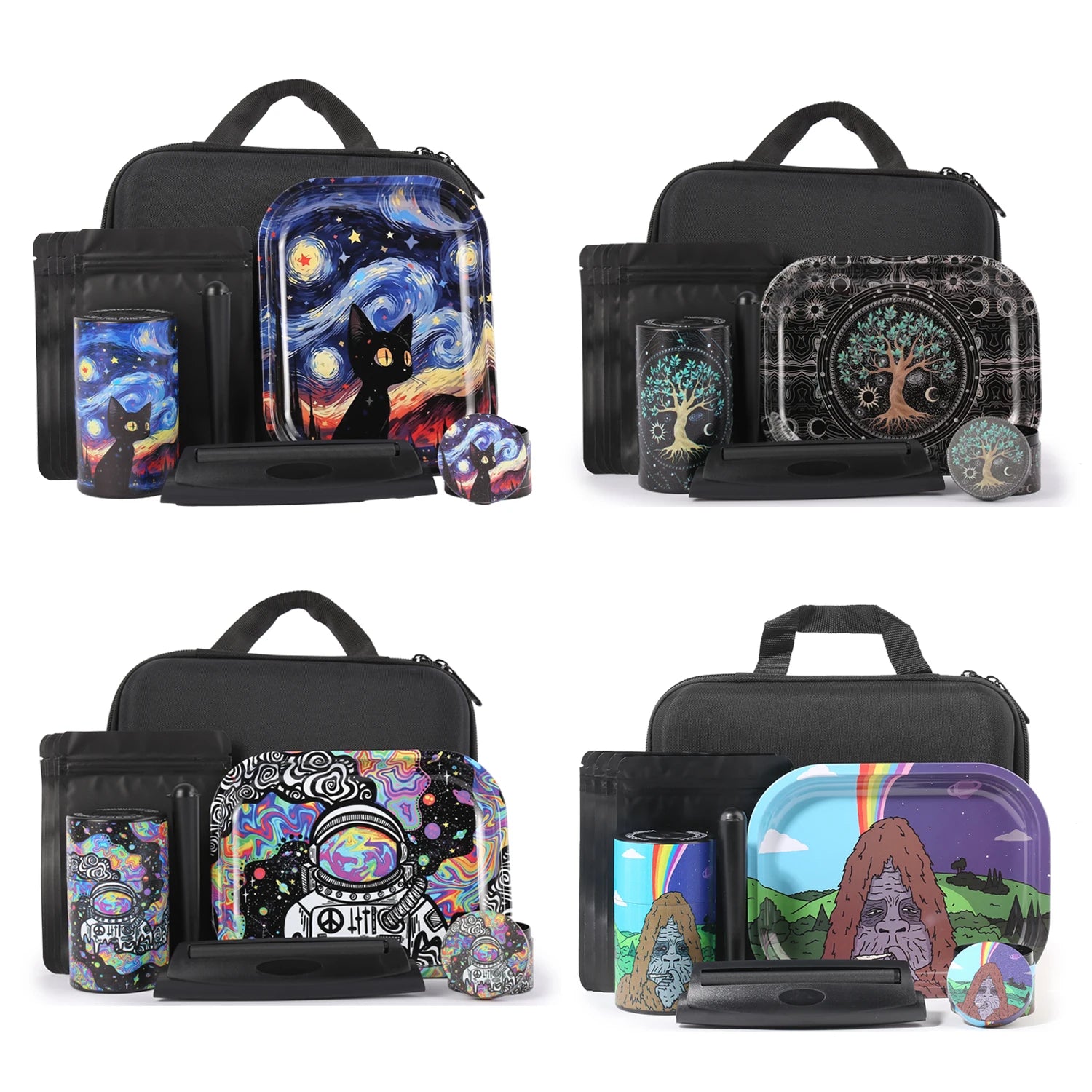 18 Pieces Gorilla Themed Portable Smoking Set Stash Box Grinder Rolling Tray Machine Combo