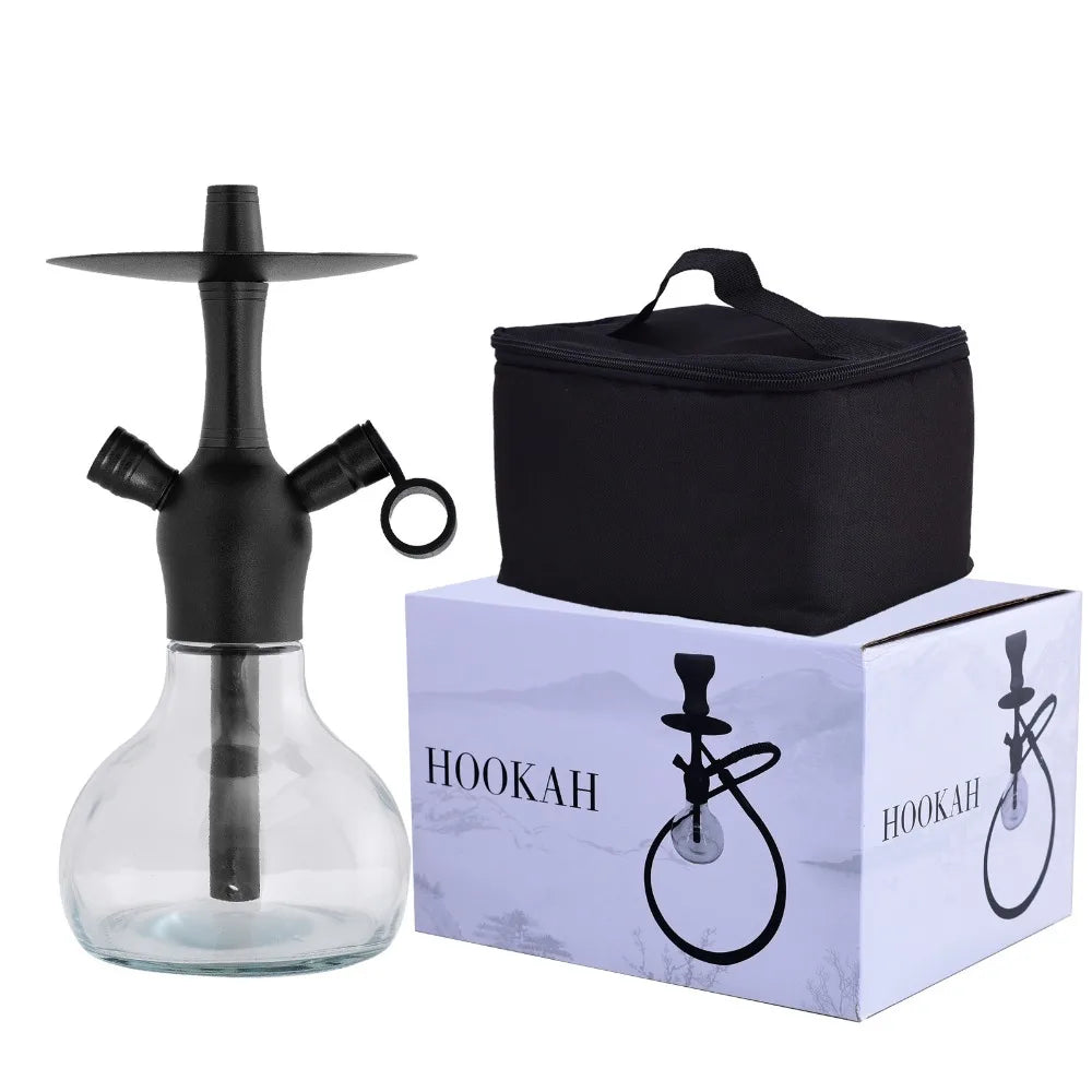 Glass Hookah Set Chicha Shisha Pipe Narguile Completo with Black Bag Hose Bowl Tongs Charcoal Tray Cachimba Pipa Nargile