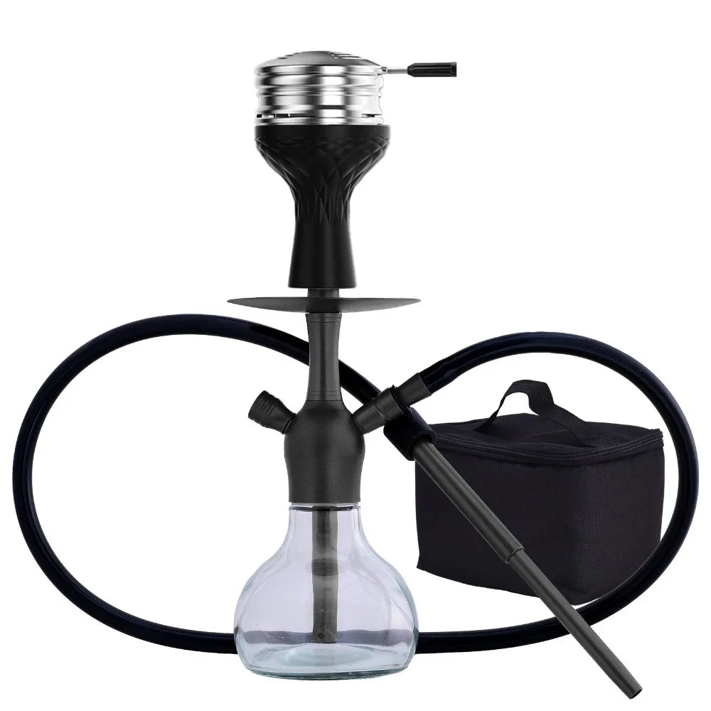 Glass Hookah Set Chicha Shisha Pipe Narguile Completo with Black Bag Hose Bowl Tongs Charcoal Tray Cachimba Pipa Nargile