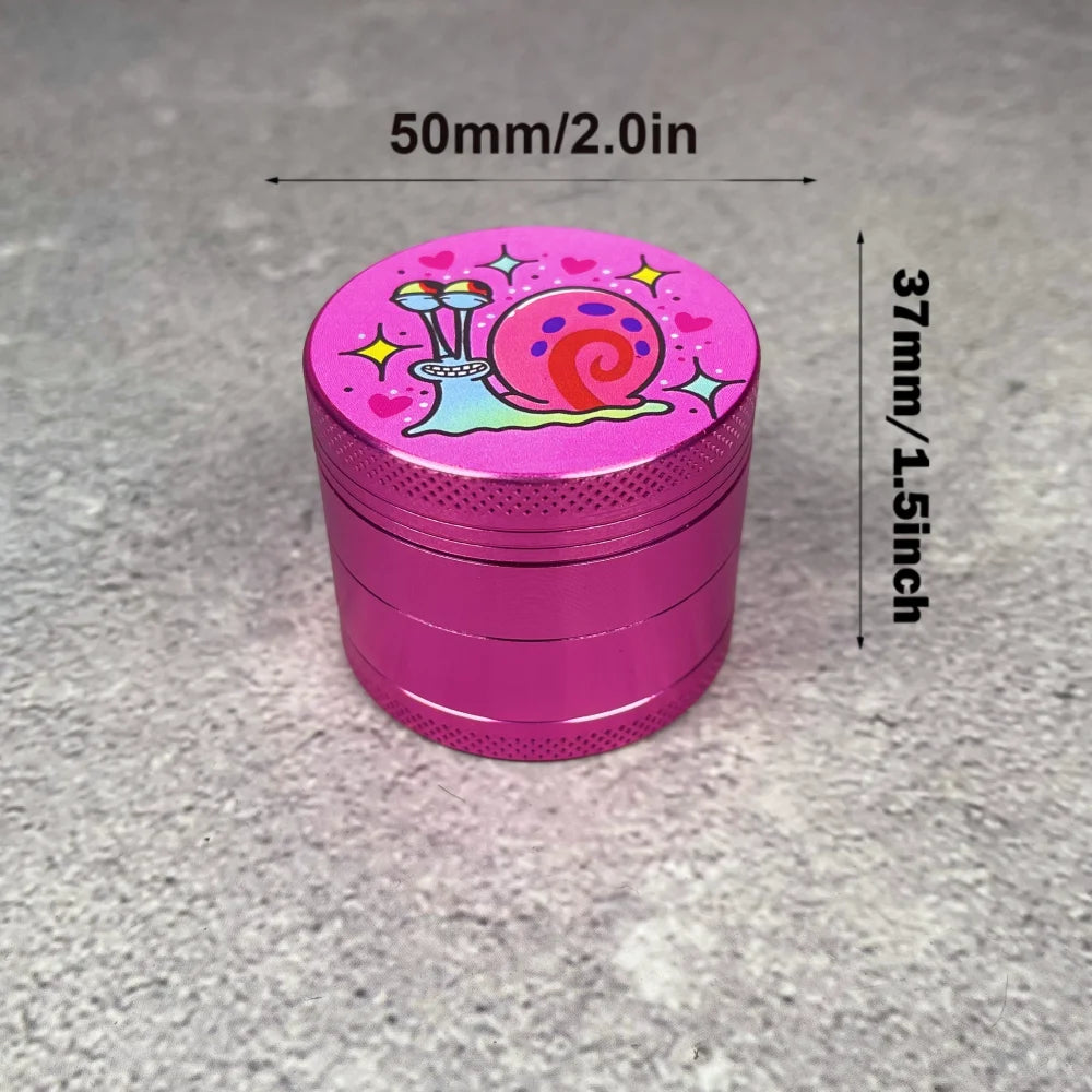 2inch Metal Snail Herb Grinder 4-Layers Mill Mortar Tobacco Pink Vanilla Bud Grinder Grass Cigar Smoking Cigarette Tool Gift